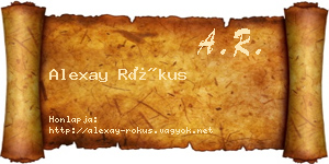 Alexay Rókus névjegykártya
